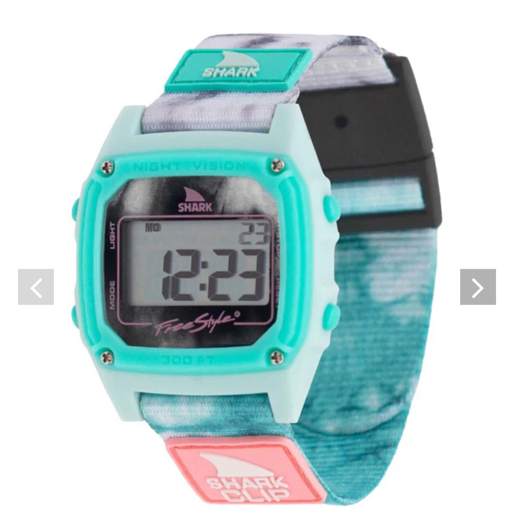 Freestyle Shark Clip Watch in TIE DYE AQUA CLOUD